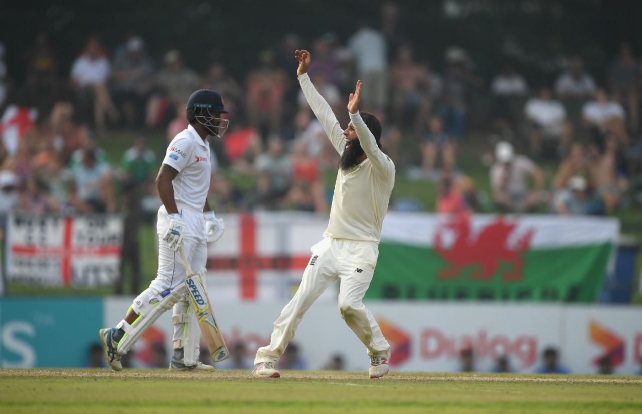 Moeen Ali appeals for the wicket of Akila Dananjaya, Sri Lanka v England, 2nd Test, Pallekele, 2nd day, November 15, 2018