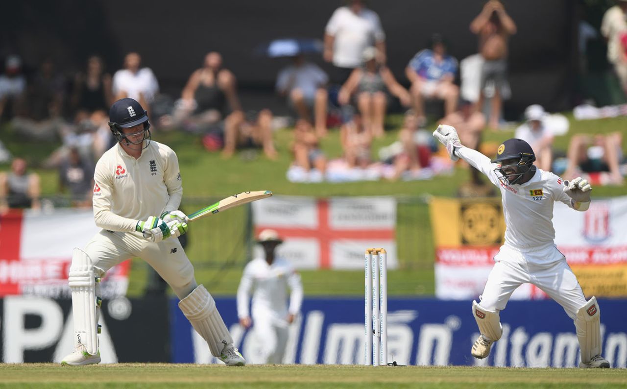 Keaton Jennings was caught at slip reverse-sweeping, Sri Lanka v England, 2nd Test, Pallekele, 3rd day, November 16, 2018