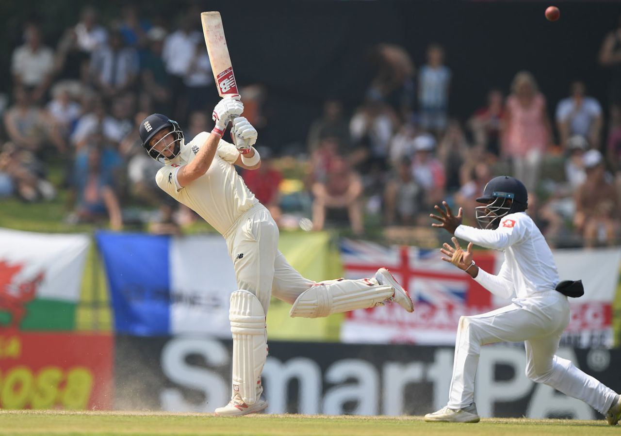 Joe Root skips down to hit through the leg side, Sri Lanka v England, 2nd Test, Pallekele, 3rd day, November 16, 2018