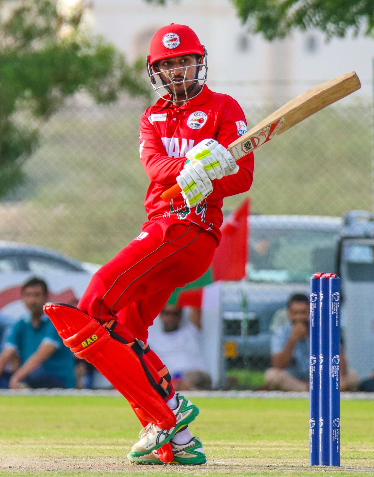 Aqib Ilyas plays a trademark wristy pull behind square for a boundary, Oman v USA, ICC World Cricket League Division Three, Al Amerat, November 16, 2018