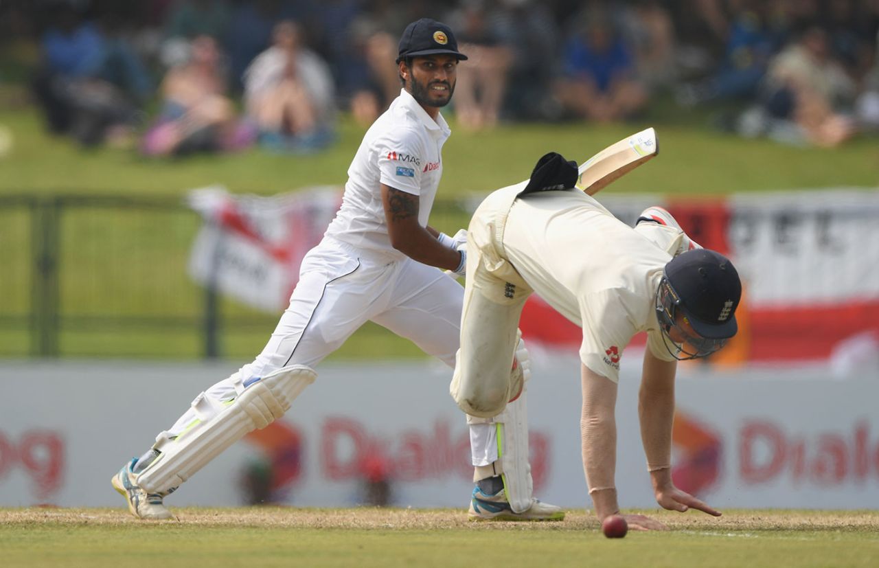 Roshen Silva drives through the off side, Sri Lanka v England, 2nd Test, Pallekele, 4th day, November 17, 2018