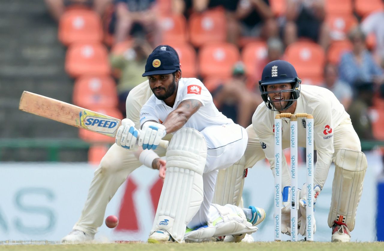 Roshen Silva sweeps, Sri Lanka v England, 2nd Test, Pallekele, 4th day, November 17, 2018