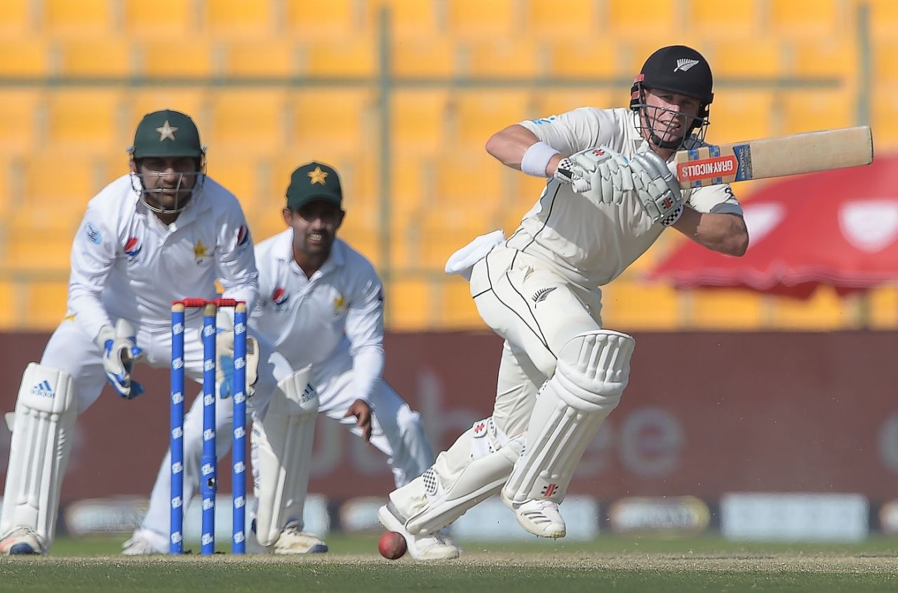 Henry Nicholls plays on the leg side, Pakistan v New Zealand, 1st Test, Abu Dhabi, 3rd day, November 18, 2018