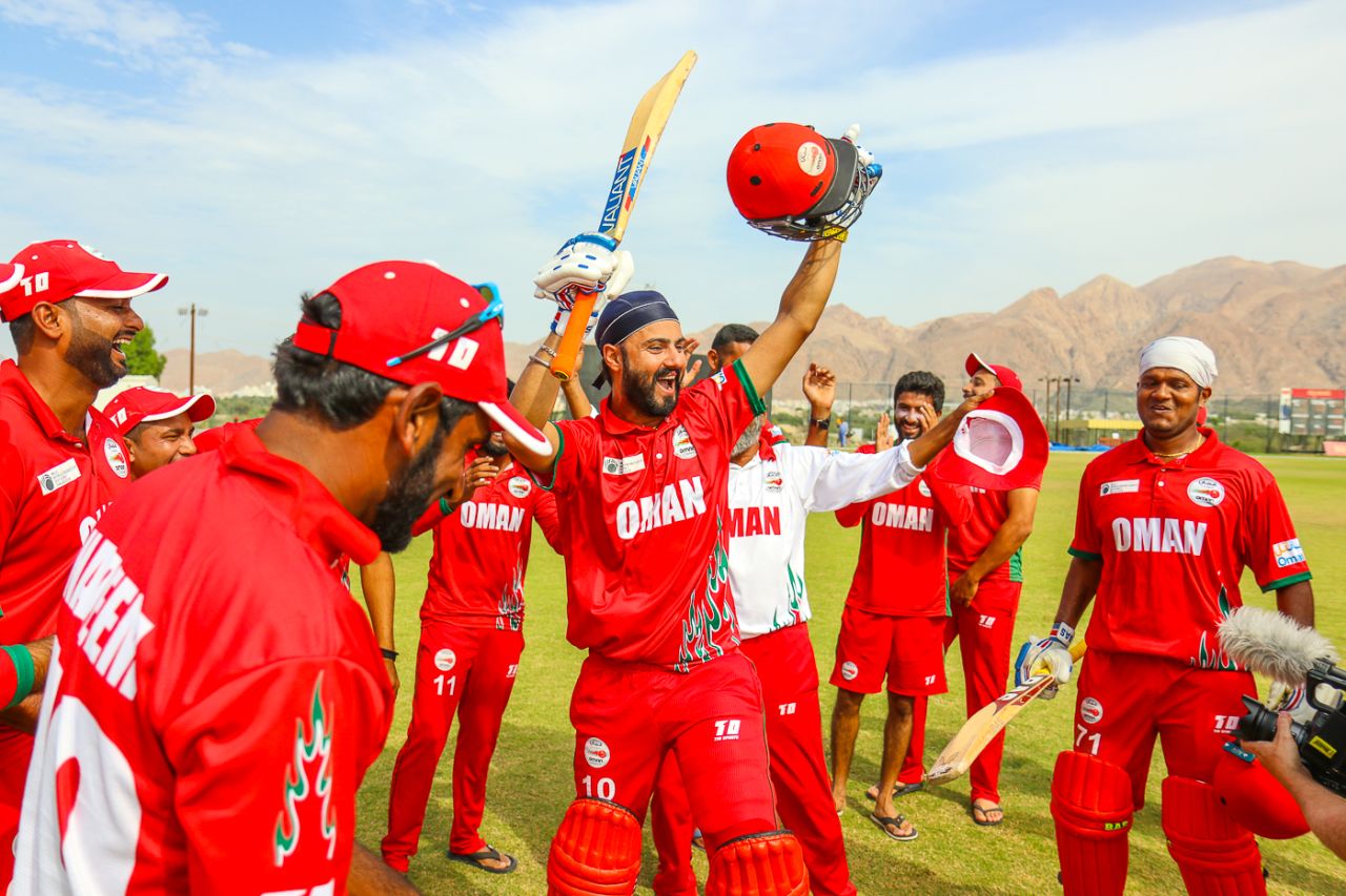Jatinder Singh finished as Oman's leading scorer during their undefeated title run, Oman v Uganda, ICC World Cricket League Division Three, Al Amerat, November 18, 2018