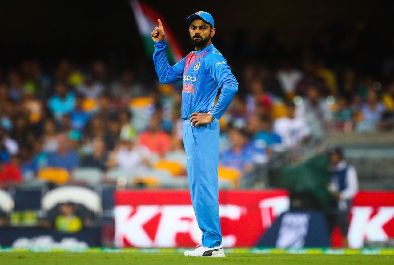 Virat Kohli gestures on the field, Australia v India, 1st T20I, Brisbane, November 21, 2018