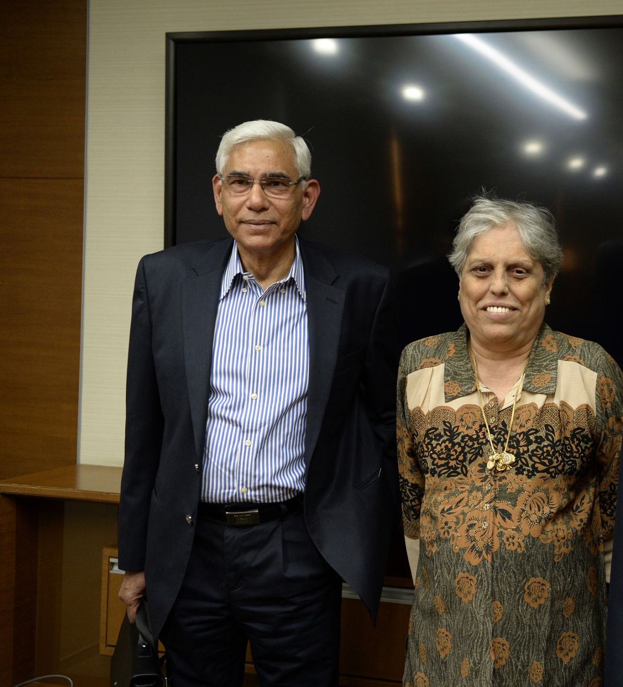 Diana Edulji and Vinod Rai emerge from a CoA meeting, Mumbai, January 31, 2017