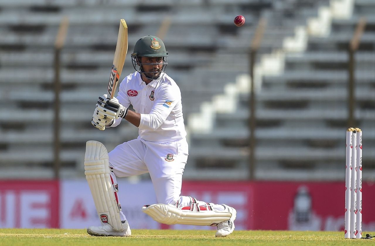 Imrul Kayes plays on the off side, Bangladesh v West Indies, 1st Test, Chattogram, 1st day