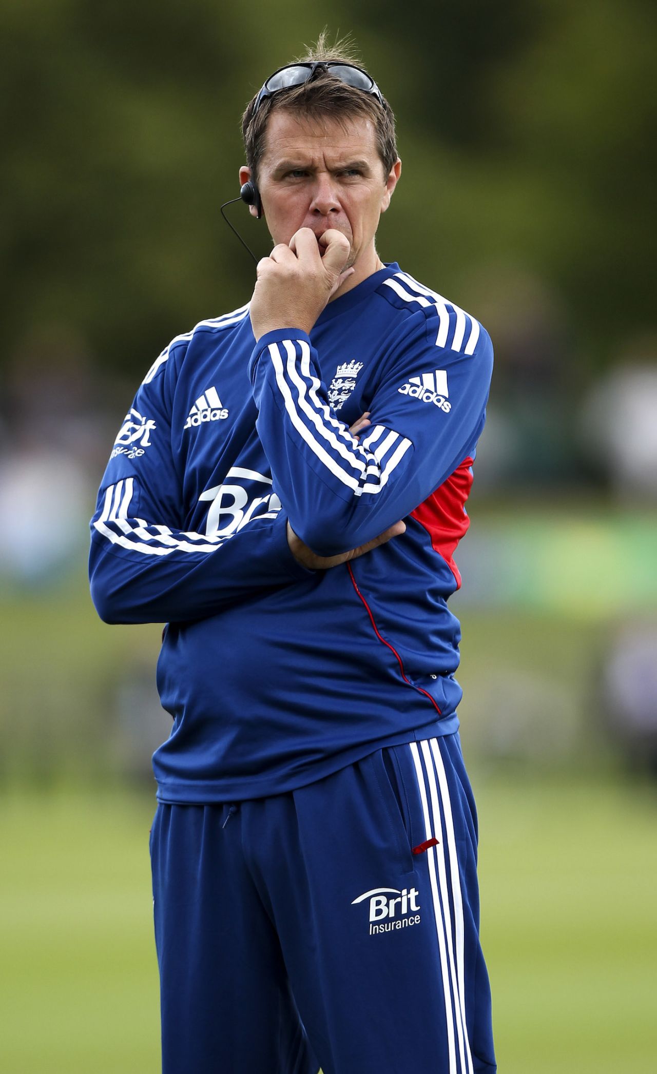 England coach Carl Crowe looks on, England v Australia, Women's Ashes Test, day one, Wormsley, August 11, 2013