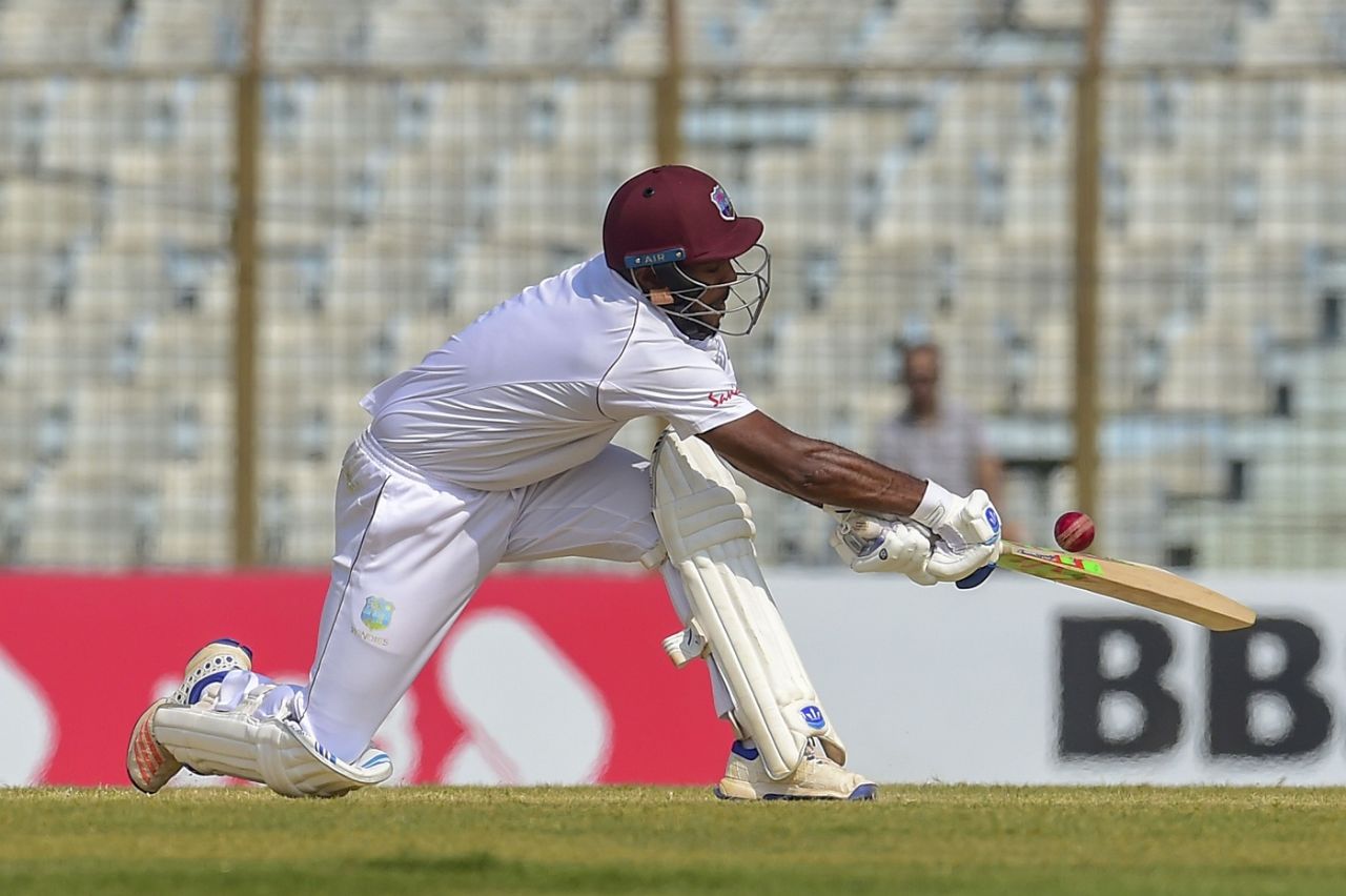 Sunil Ambris showed good composure during his 43, Bangladesh v West Indies, 1st Test, Chattogram, 3rd day