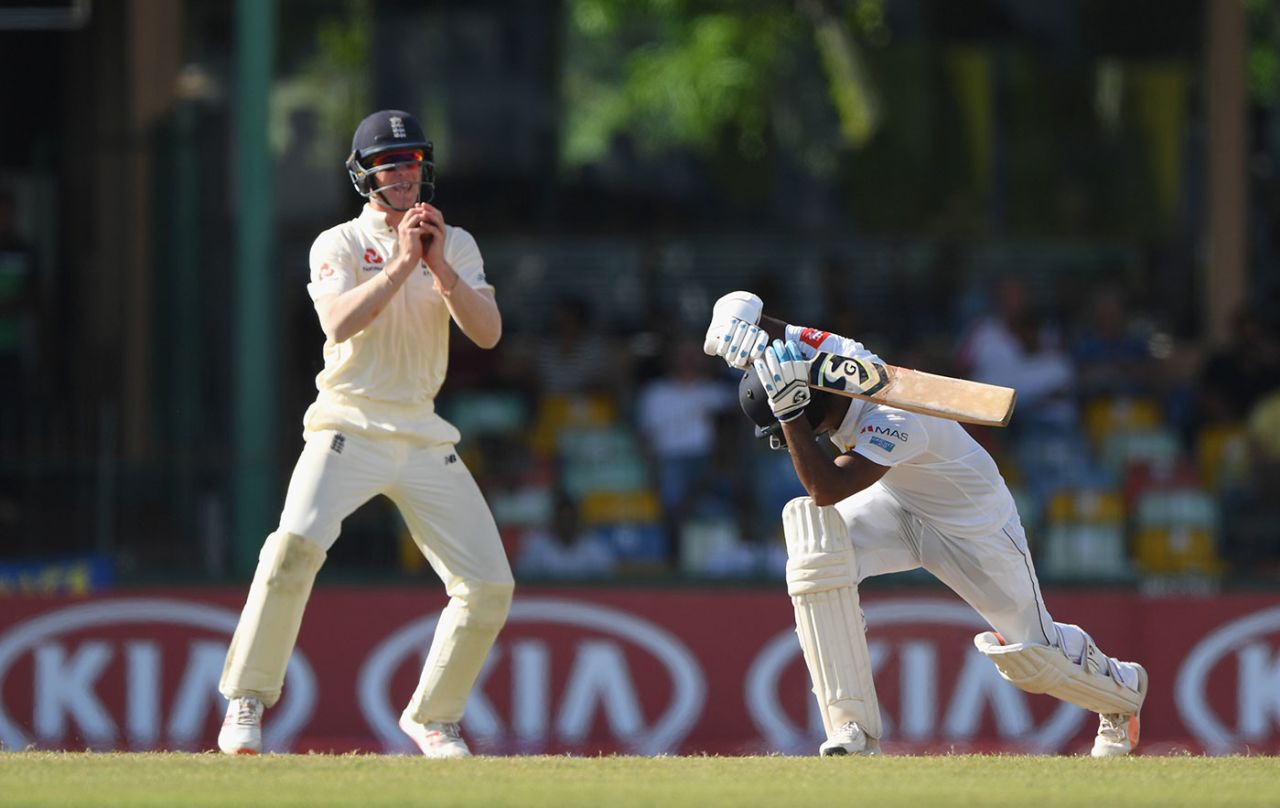 Dimuth Karunaratne was Keaton Jennings' third sharp catch of the innings at short leg, Sri Lanka v England, 3rd Test, Colombo, 2nd day, November 24, 2018