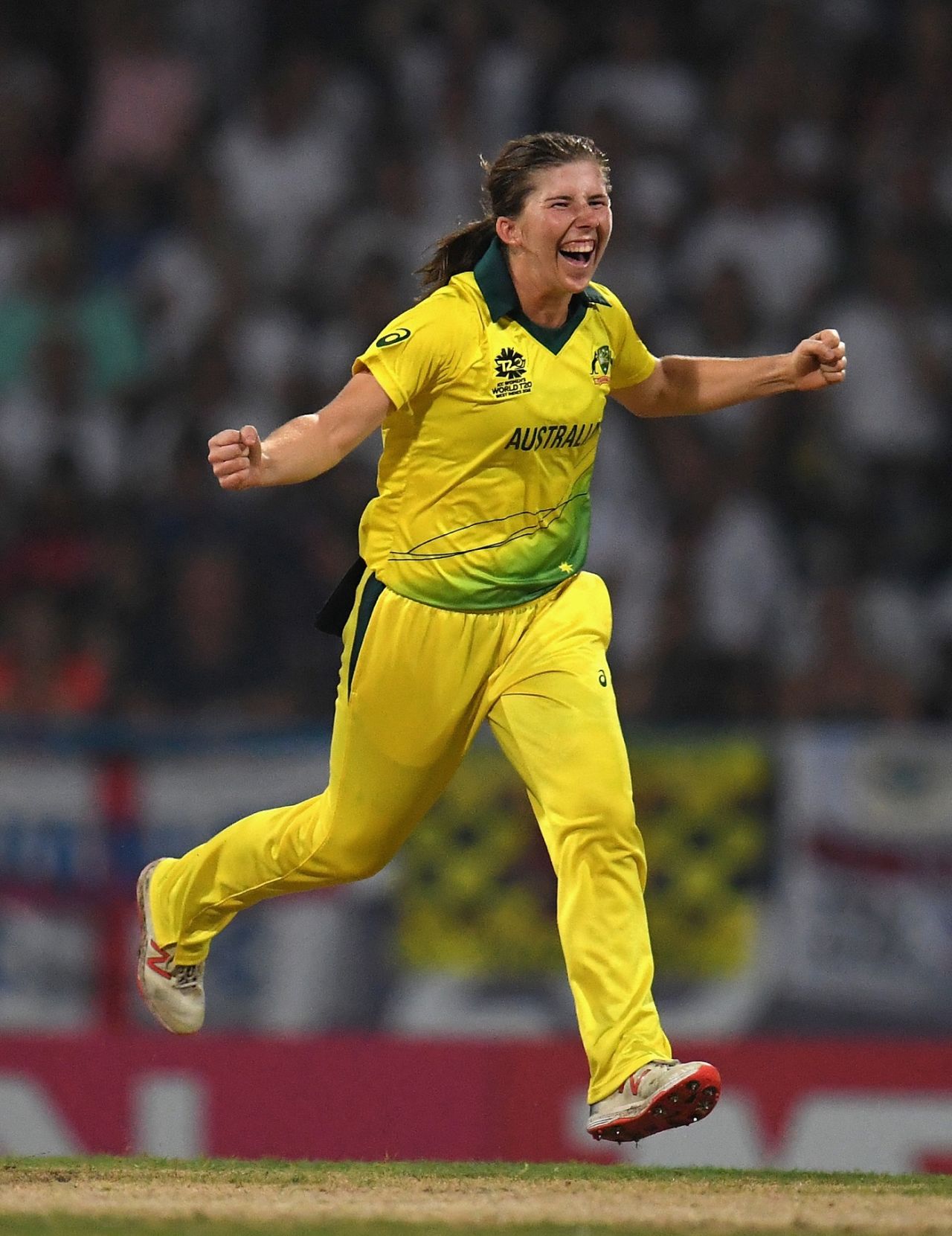 Georgia Wareham celebrates a wicket, England v Australia, Women's World T20 final, Antigua, November 24, 2018