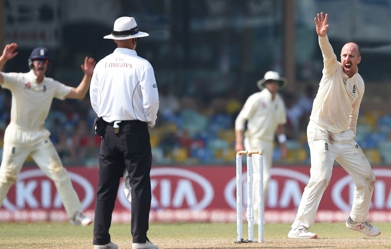 Jack Leach appeals for lbw, Sri Lanka v England, 3rd Test, SSC, Colombo, 4th day, November 26, 2018