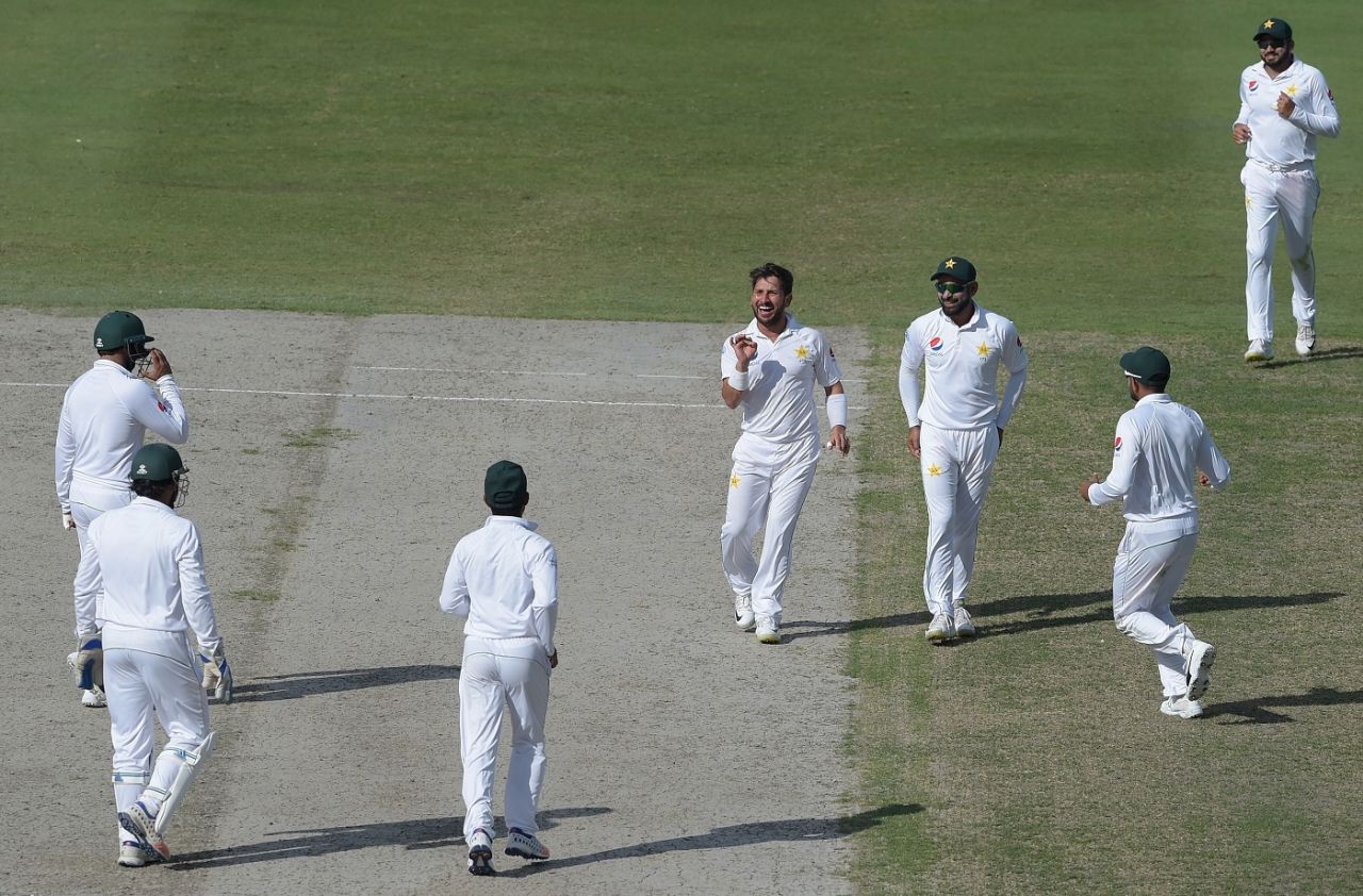Yasir Shah is jubilant after taking a wicket, Pakistan v New Zealand, 2nd Test, Dubai, 4th day, November 27, 2018