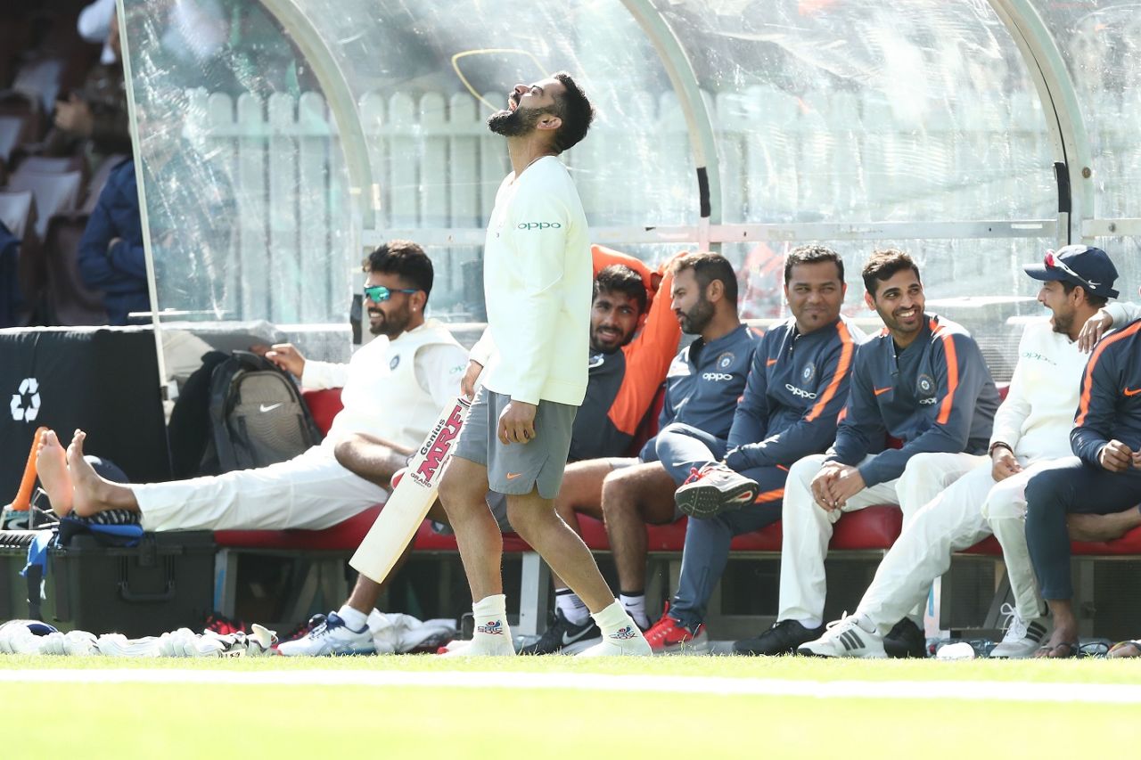 Virat Kohli laughs with his team-mates, CA XI v Indians, Tour match, SCG, November 29, 2018