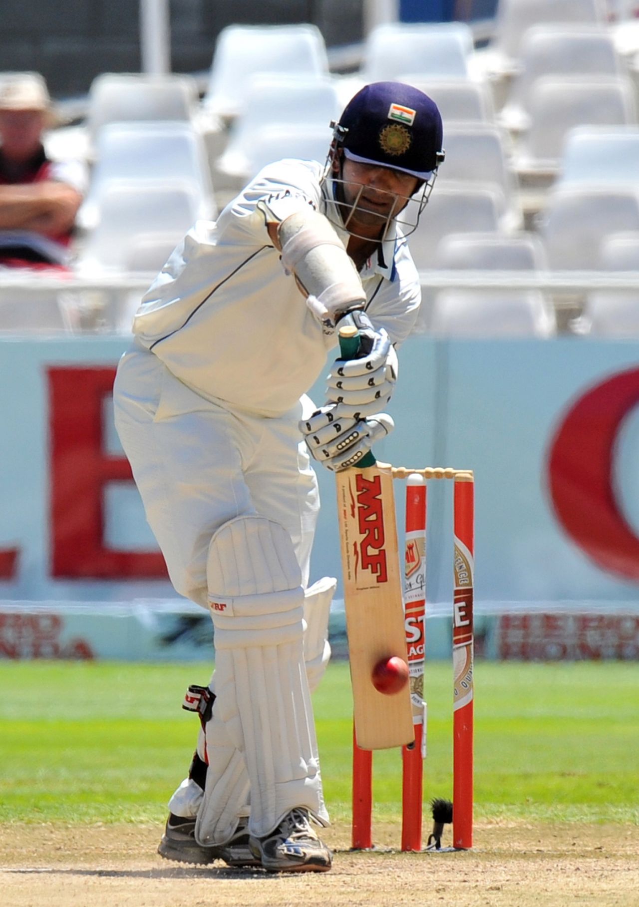 Gautam Gambhir defends the ball, South Africa v India, Cape Town, third Test, January 6, 2011