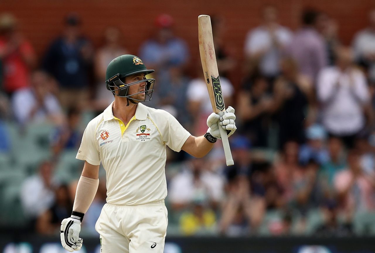 Travis Head acknowledges the applause after a hard-fought fifty, Australia v India, 1st Test, Adelaide, 2nd day, December 7, 2018