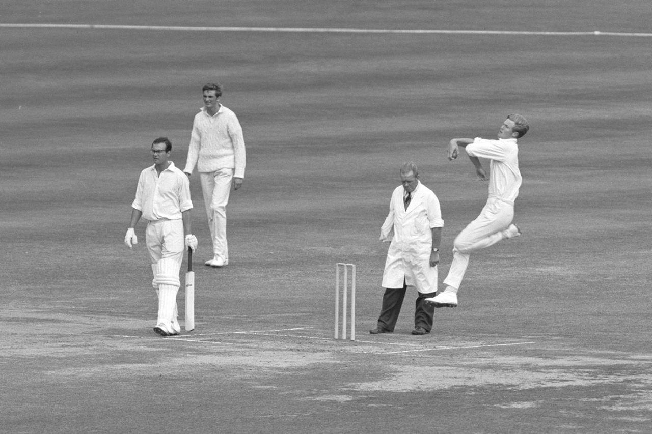 Tony Greig in his delivery leap, Sussex v Middlesex, County Championship, Hove, August 29, 1966