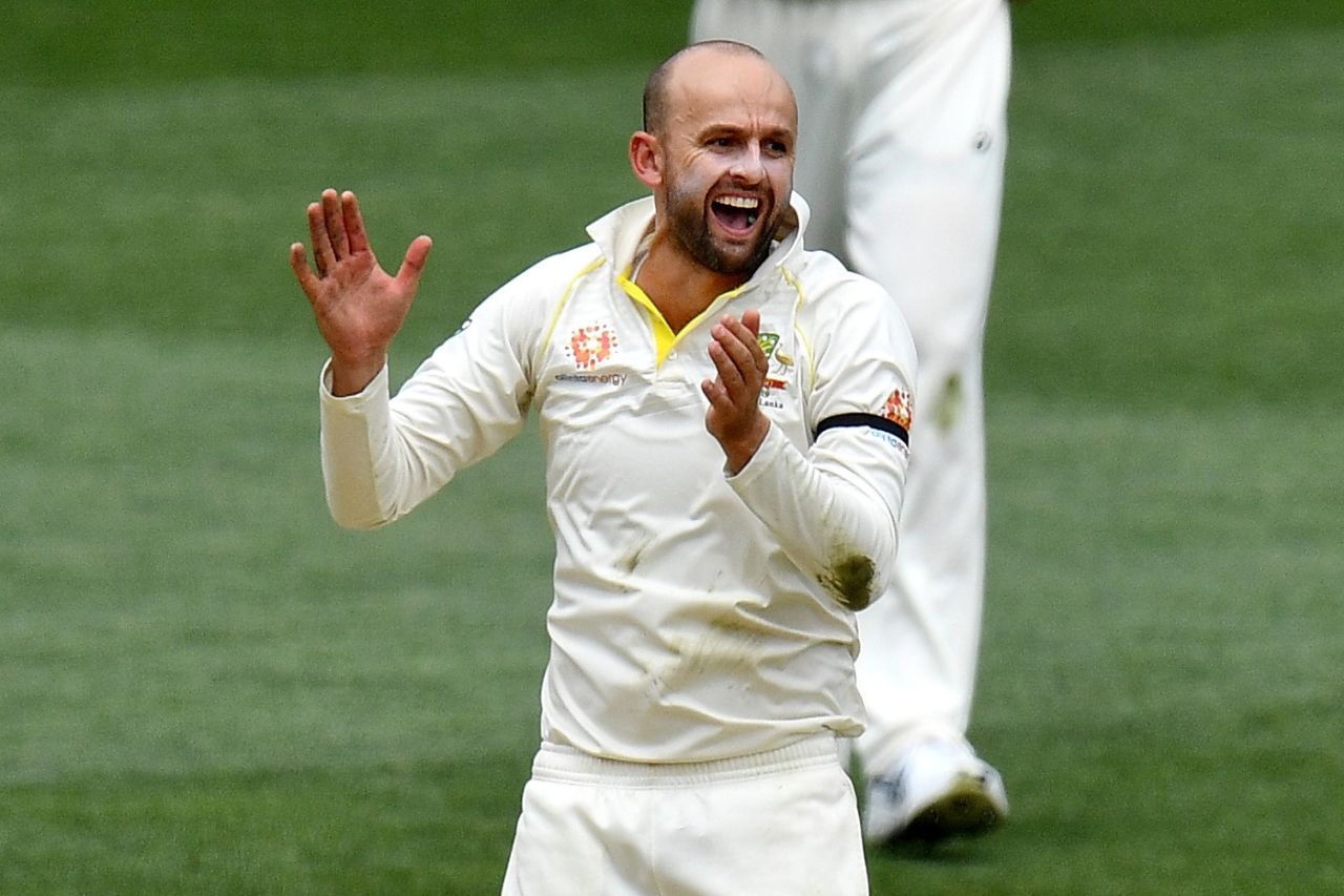 Nathan Lyon celebrates a wicket, Australia v India, 1st Test, Adelaide, 4th day, December 9, 2018