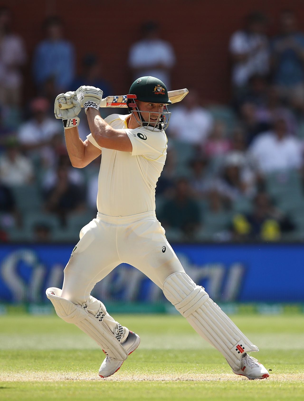 Shaun Marsh cuts behind point, Australia v India, 1st Test, Adelaide, 4th day, December 9, 2018