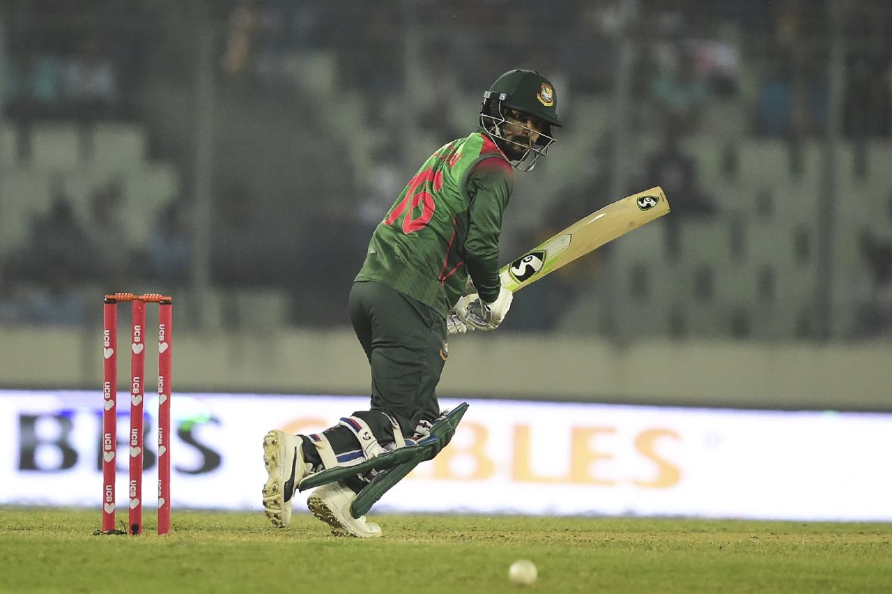 Liton Das glides the ball down to third man, Bangladesh v West Indies, 1st ODI, Dhaka, December 9, 2018
