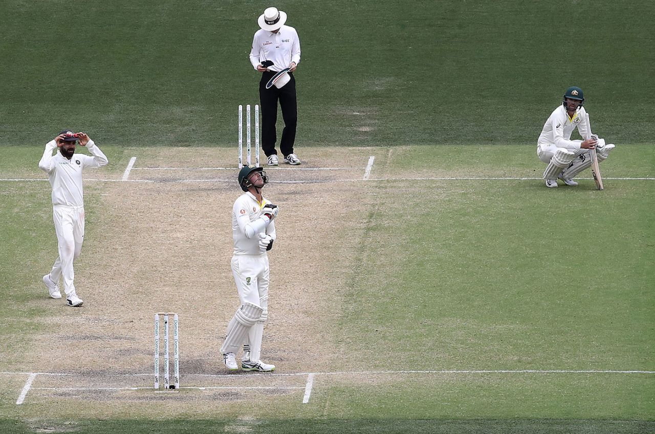 A dejected Josh Hazlewood and Nathan Lyon after the final wicket, Australia v India, 1st Test, Adelaide, 5th day, December 10, 2018