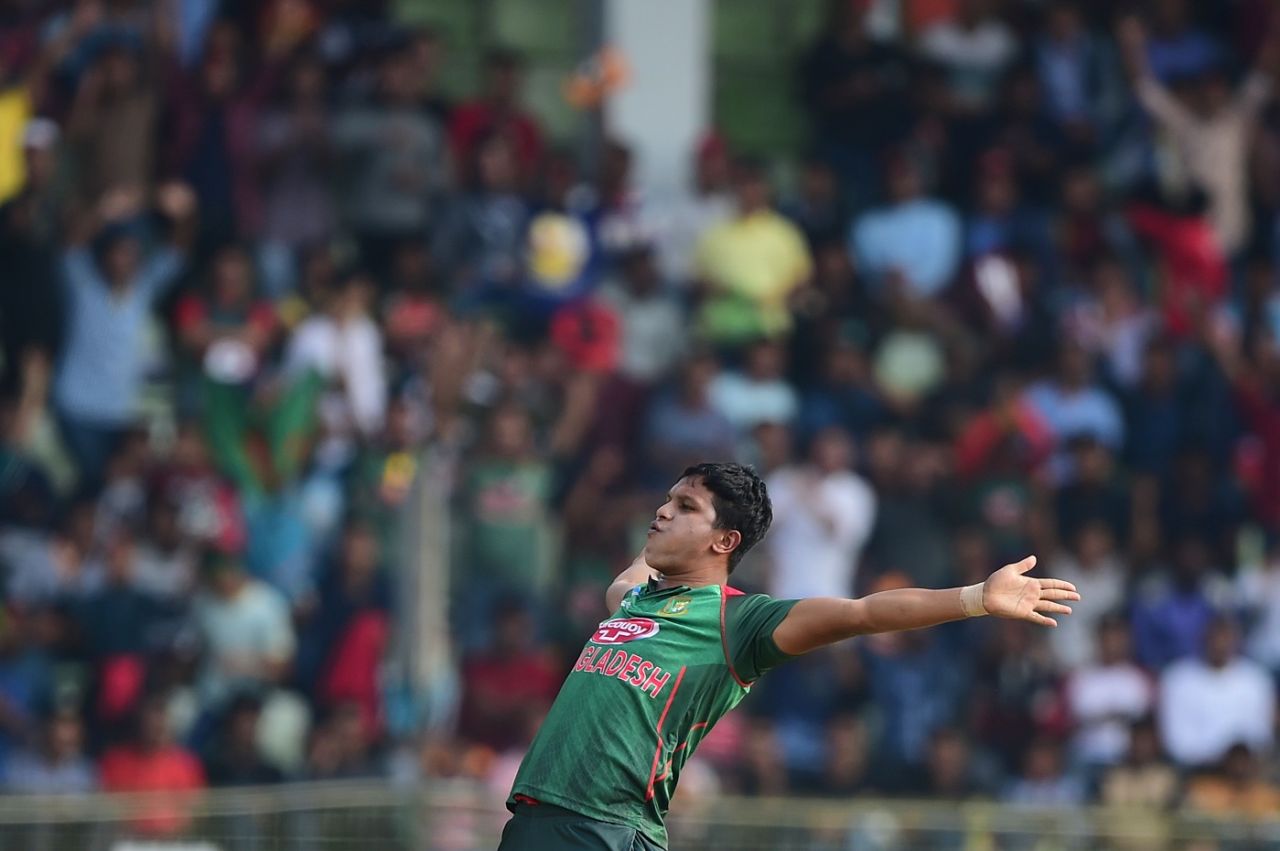 Mohammad Saifuddin celebrates a wicket, Bangladesh v West Indies, 3rd ODI, Sylhet, December 14, 2018