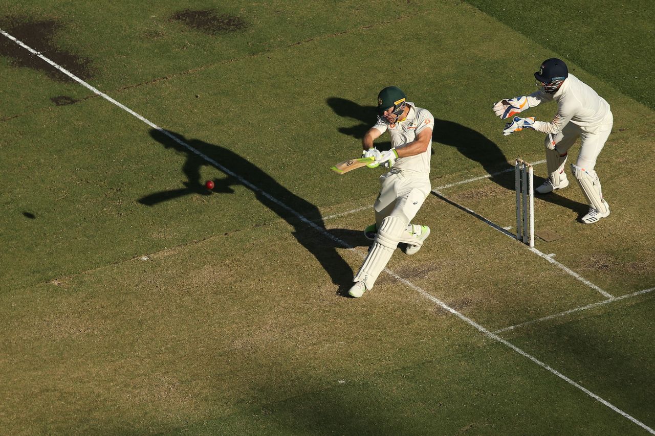 Tim Paine goes for a big shot, Australia v India, 2nd Test, Perth, 1st day, December 14, 2018