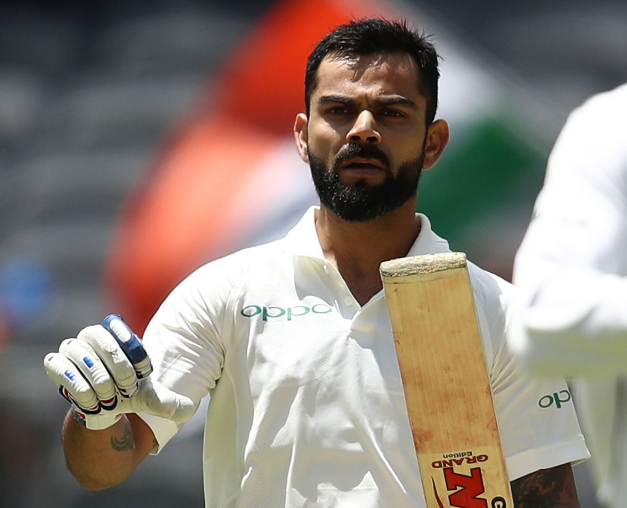 Virat Kohli appeared to signal that his bat did the talking, Australia v India, 2nd Test, Perth, December 16, 2018
