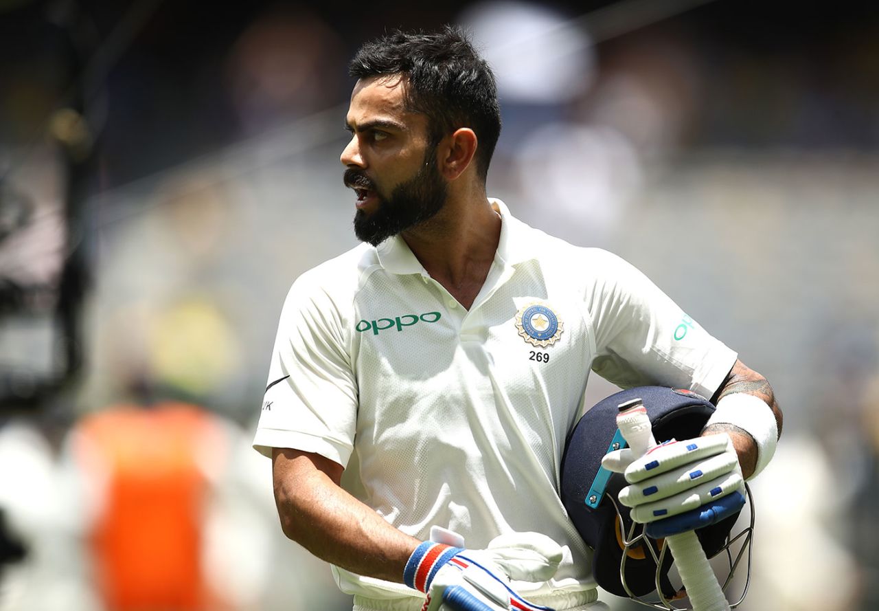 Virat Kohli wasn't happy after being given out, Australia v India, 2nd Test, Perth, December 16, 2018