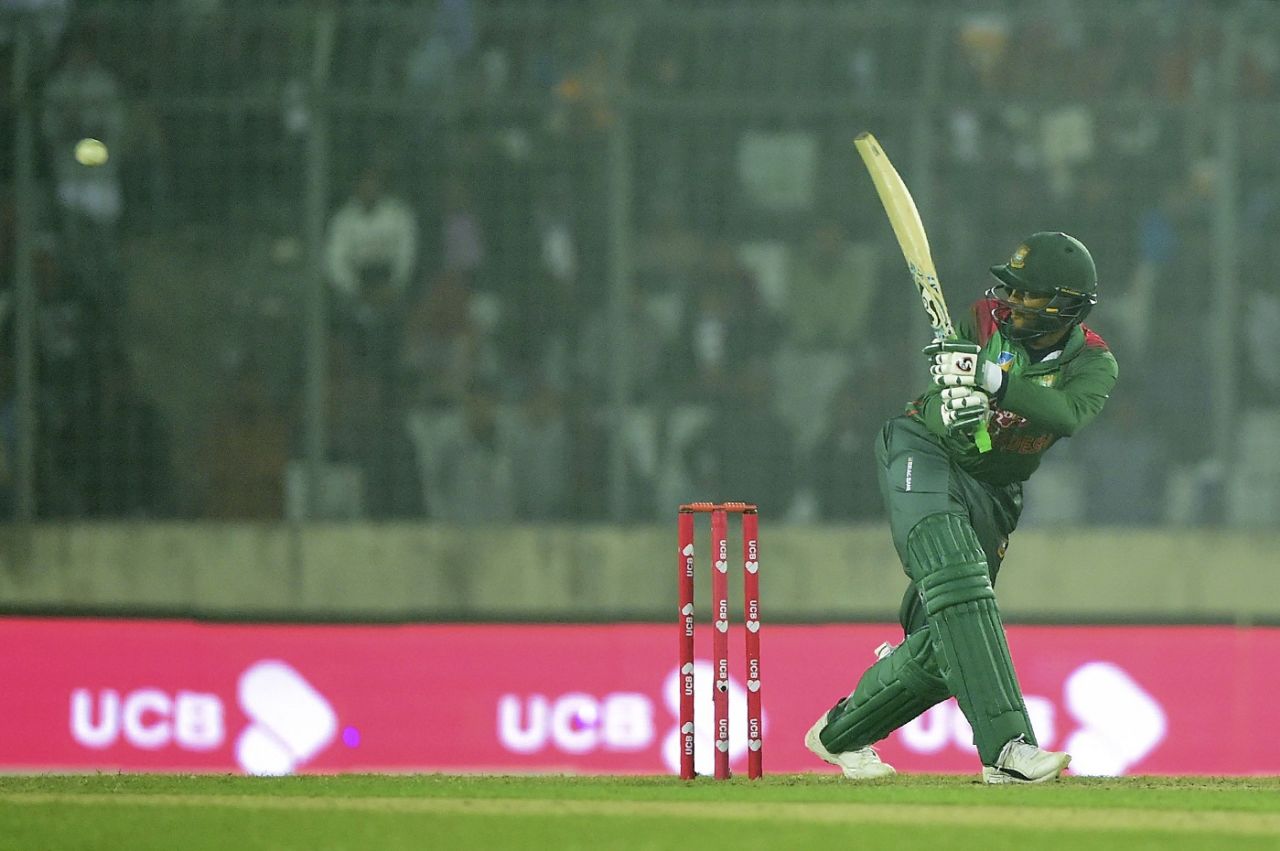 Shakib Al Hasan flicks one away, Bangladesh v West Indies, 2nd T20I, Mirpur, December 20, 2018