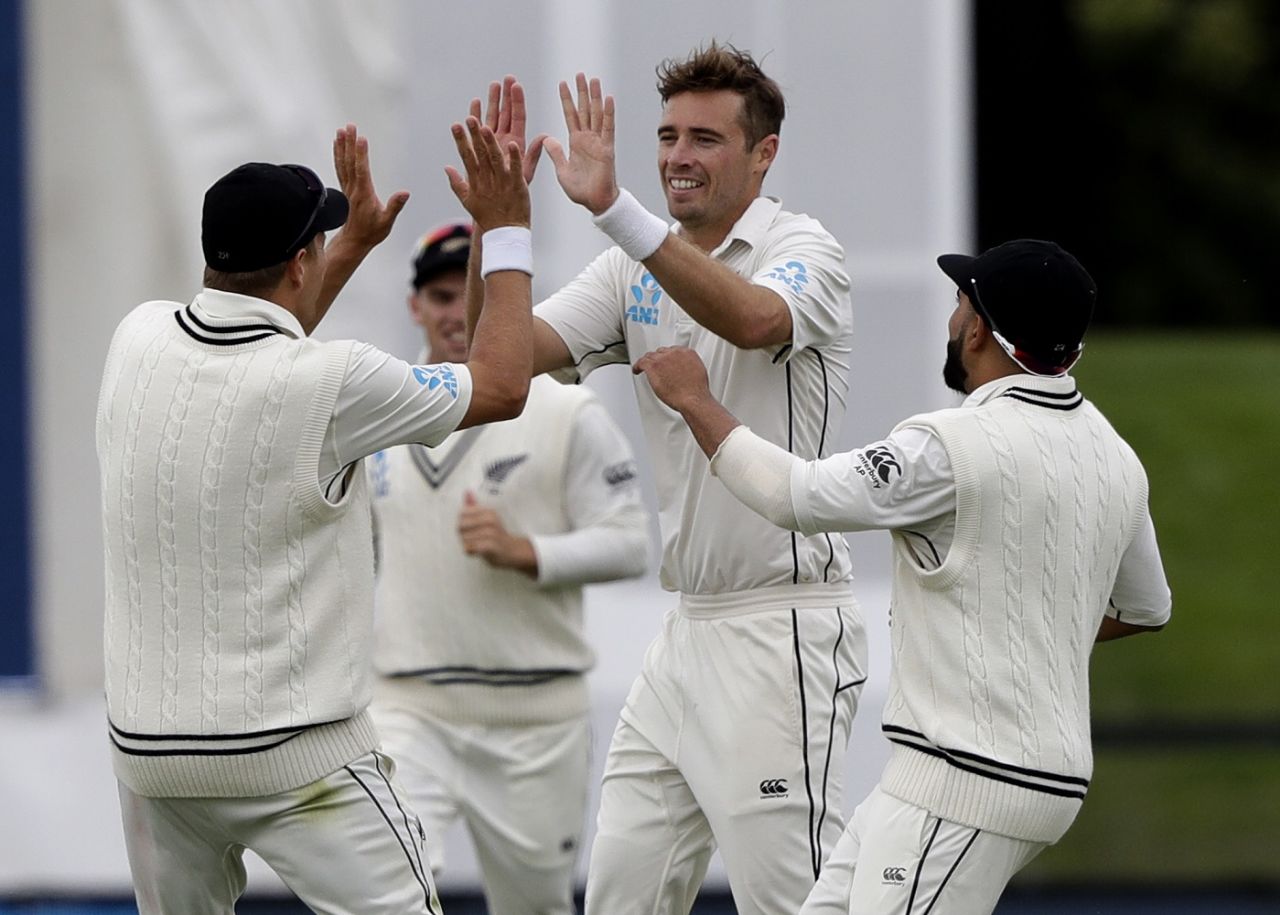Tim Southee celebrates a wicket, New Zealand v Sri Lanka, 2nd Test, Christchurch, 1st day, December 26, 2018