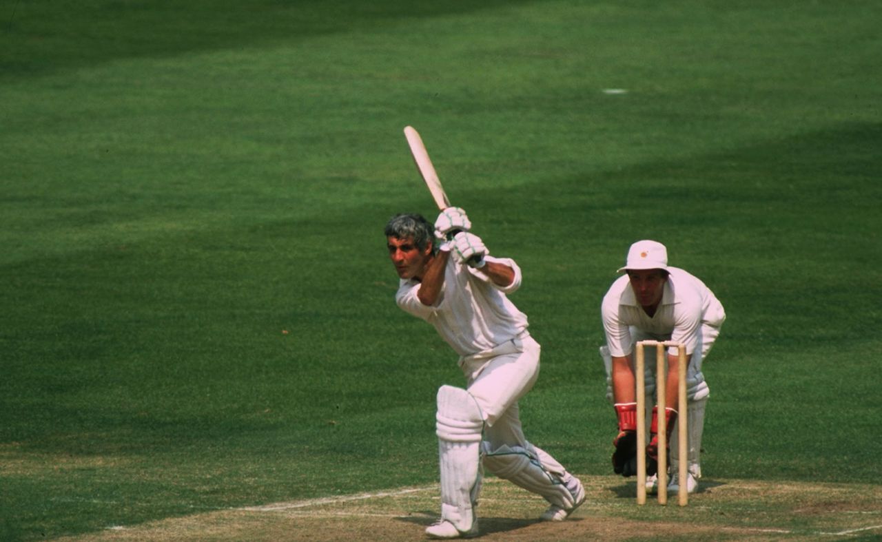 Mike Brearley drives on his way to 74, Middlesex v Northamptonshire, John Player's League, Lord's, July 11, 1982