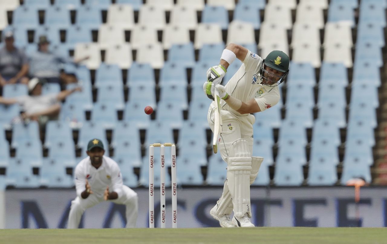 Dean Elgar works the ball away, South Africa v Pakistan, 1st Test, Centurion, 3rd day, December 28, 2018