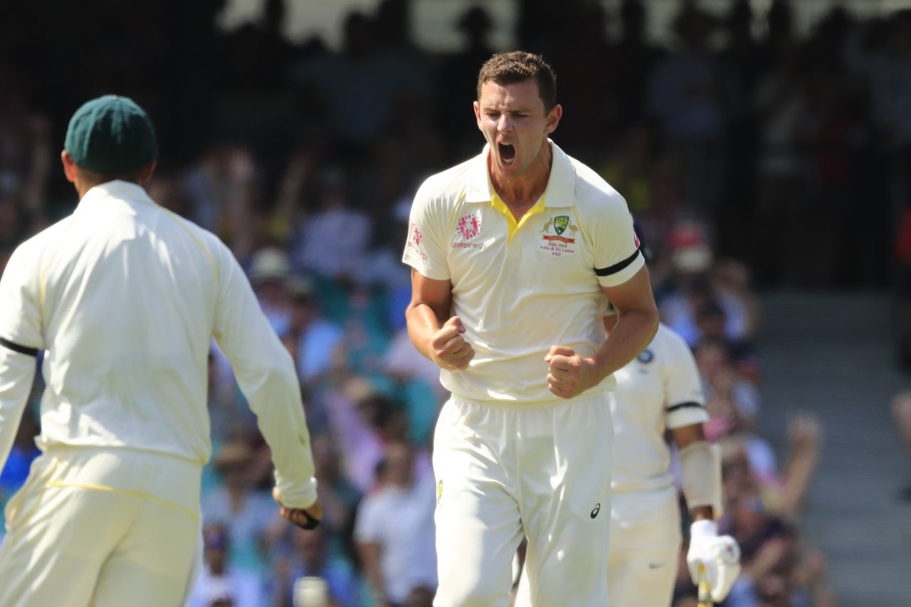 Josh Hazlewood enjoyed Virat Kohli's wicket, Australia v India, 4th Test, Sydney, 1st day, January 3, 2019