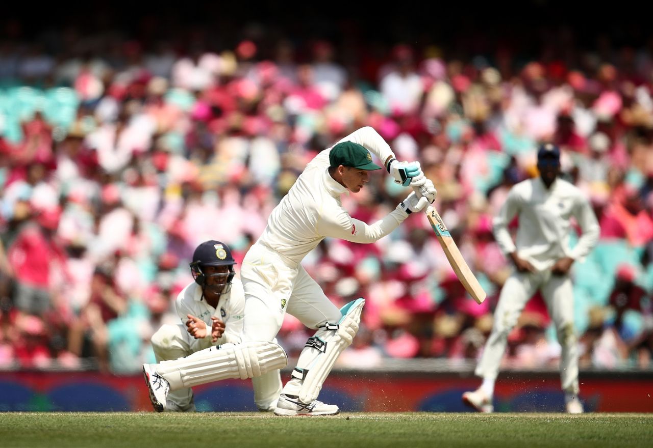 Peter Handscomb uses his feet against spin, Australia v India, 4th Test, Sydney, 3rd day, January 5, 2019