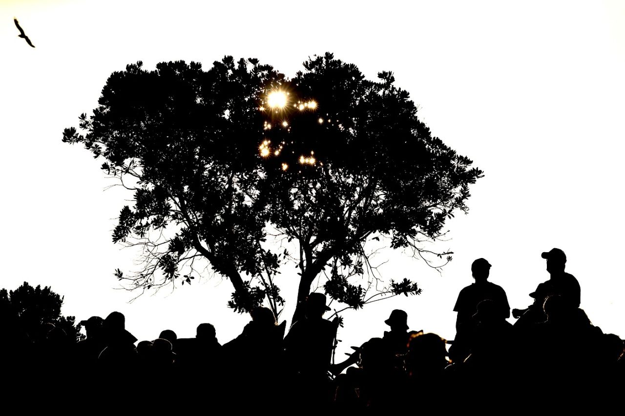 The setting sun provides a picturesque silhouette of the crowd at the Bay Oval, New Zealand v Sri Lanka, 2nd ODI, Mount Maunganui