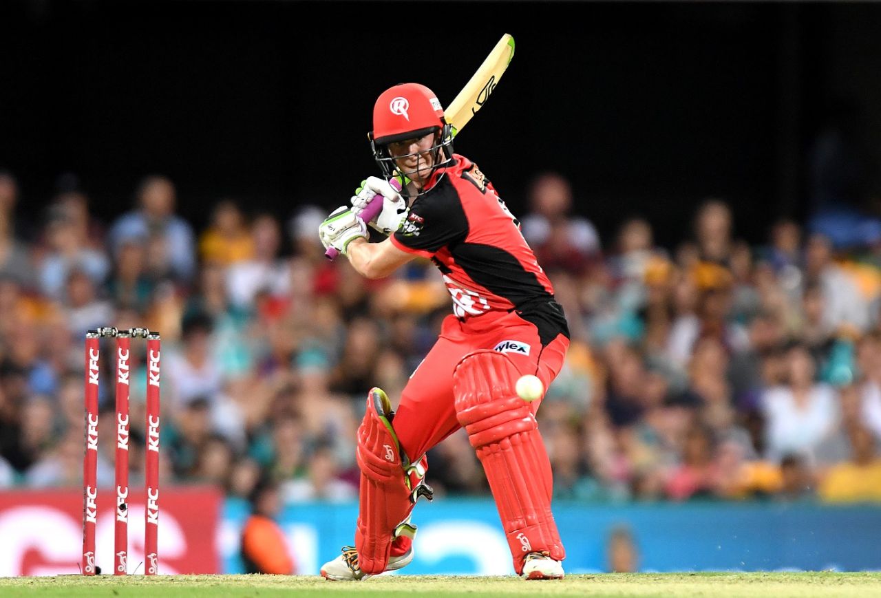 Sam Harper shapes to late-cut, Brisbane Heat v Melbourne Renegades, Big Bash League 2018-19, Brisbane, January 10, 2019