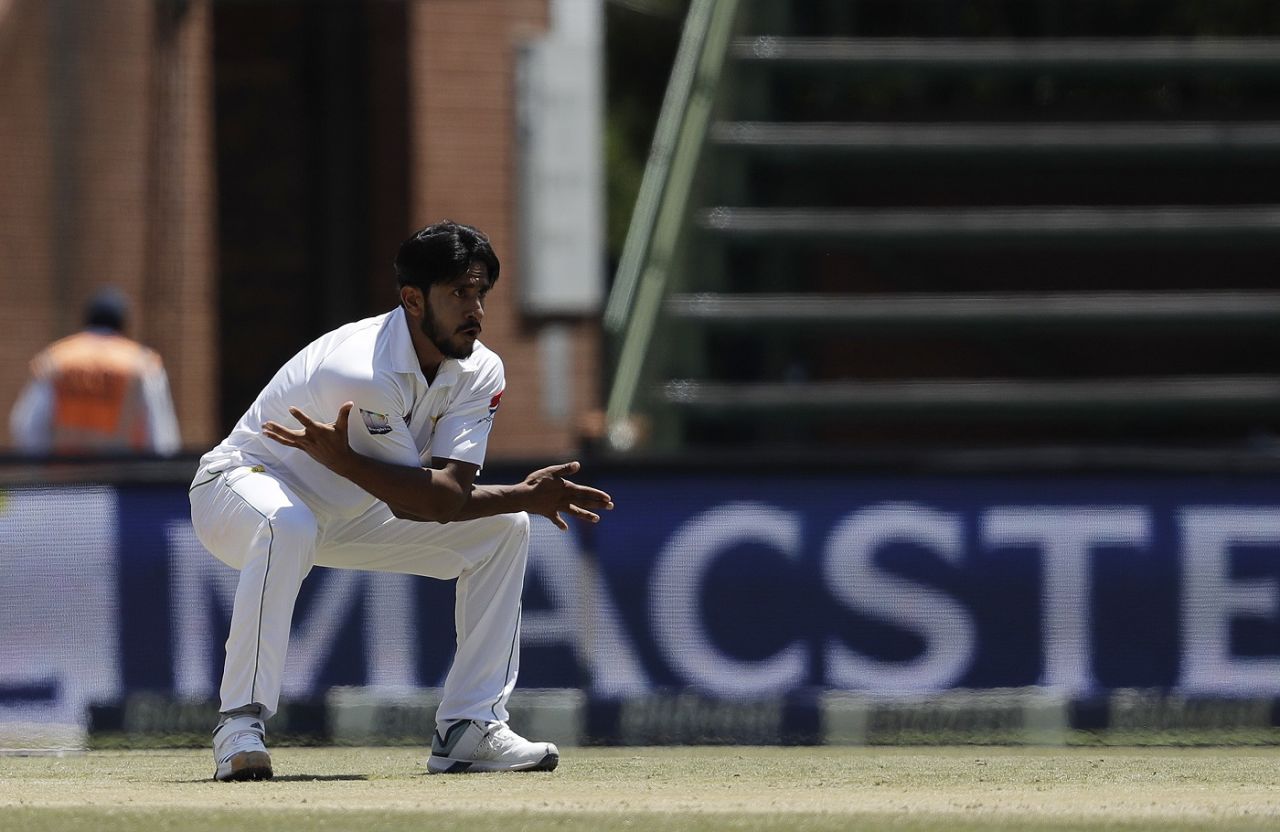 Hasan Ali brings out his trademark celebration South Africa v Pakistan, 3rd Test, Johannesburg, 3rd day, January 13, 2019
