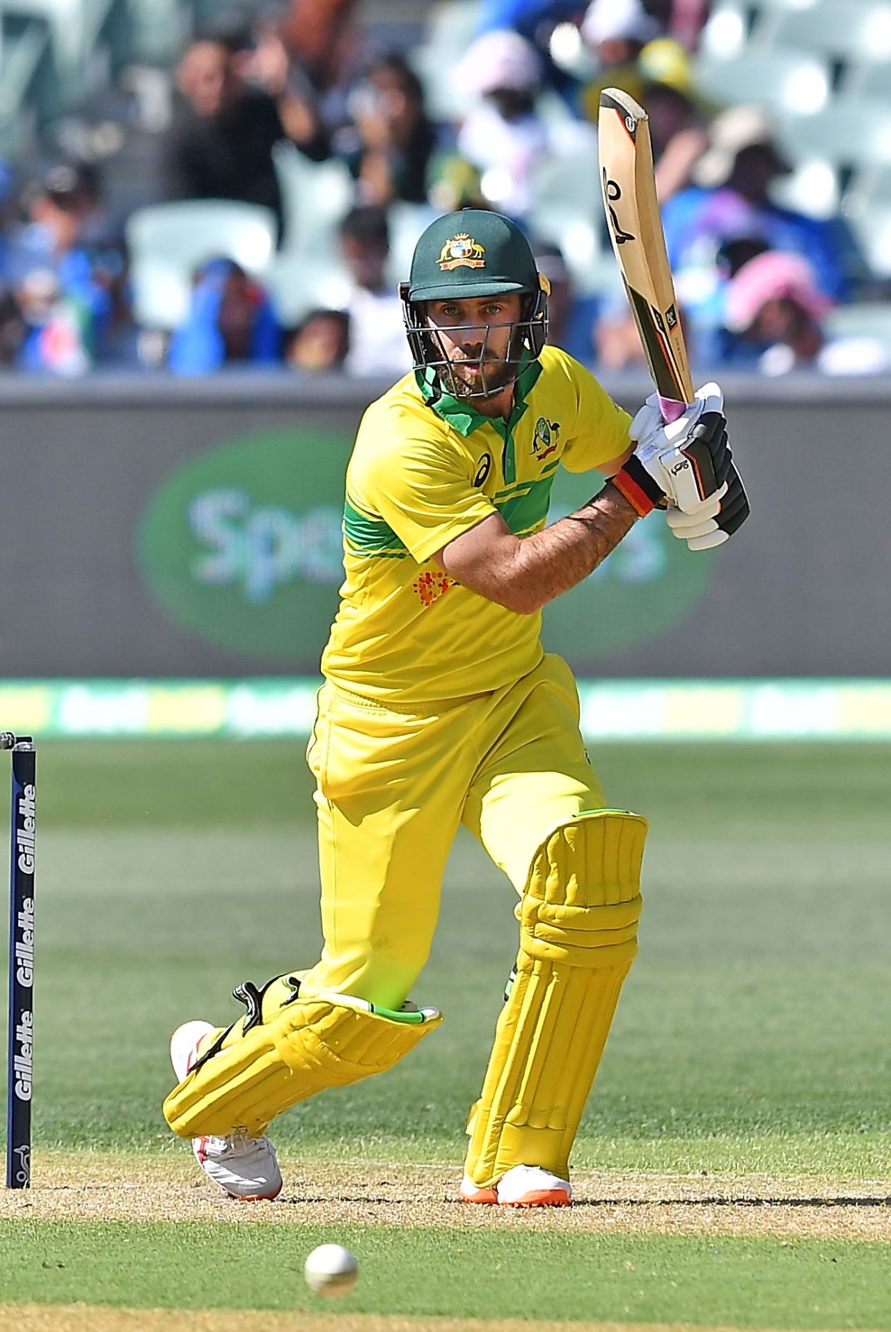 Glenn Maxwell drives into the off side, Australia v India, 2nd ODI, Adelaide, January 15, 2018