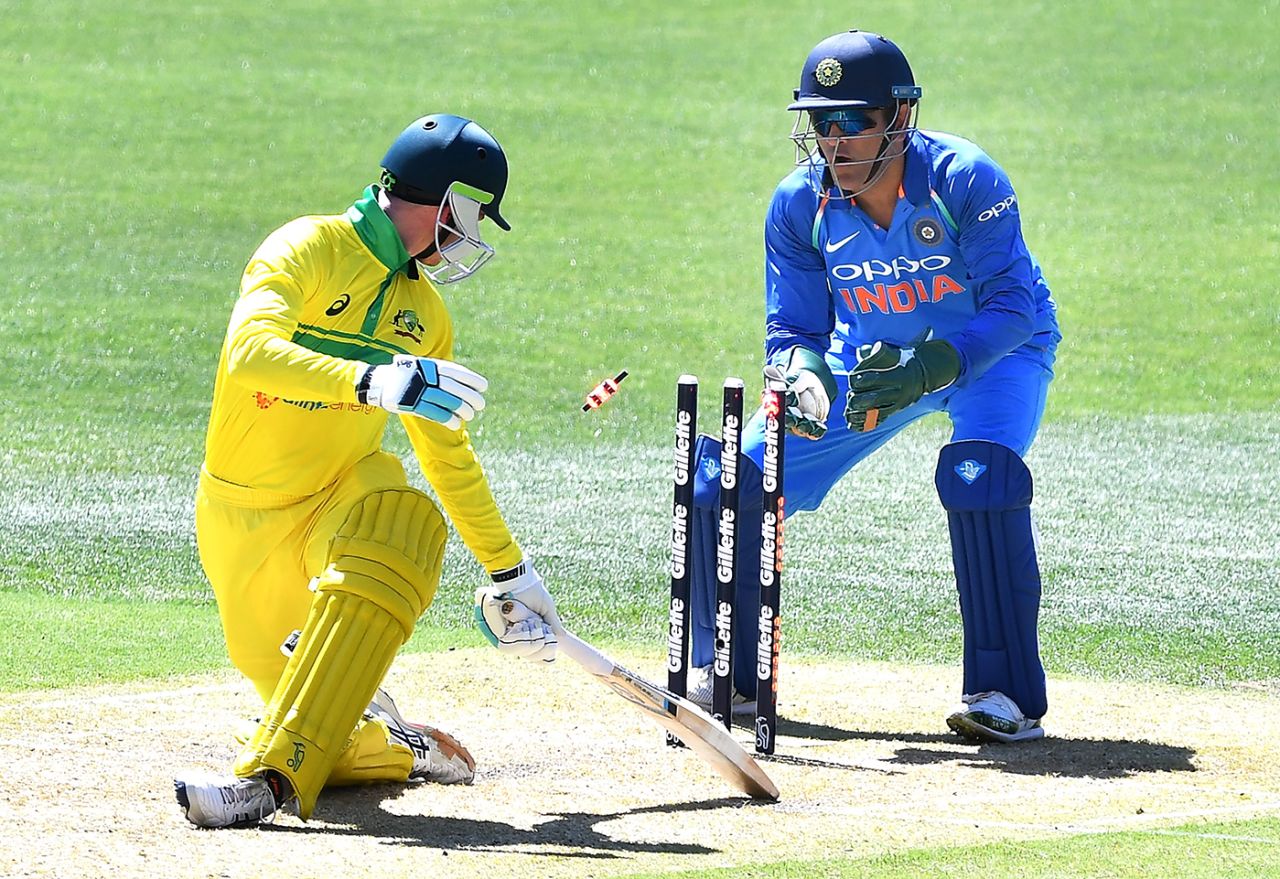 MS Dhoni stumps Peter Handscomb off Ravindra Jadeja's bowling, Australia v India, 2nd ODI, Adelaide, January 15, 2018