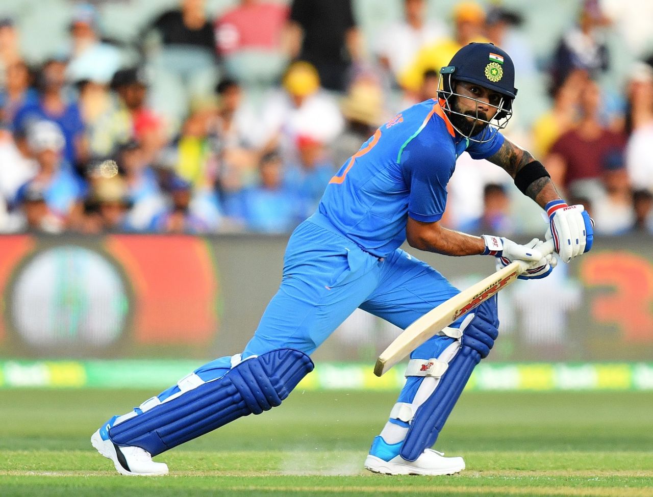 Virat Kohli eyes up the off side, Australia v India, 2nd ODI, Adelaide, January 15, 2018