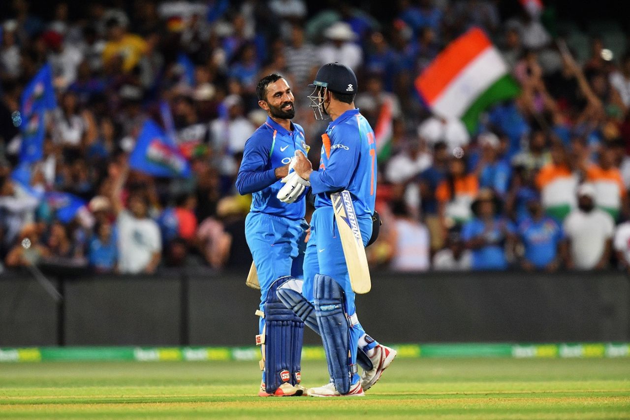 MS Dhoni and Dinesh Karthik finished it off for India, Australia v India, 2nd ODI, Adelaide, January 15, 2018