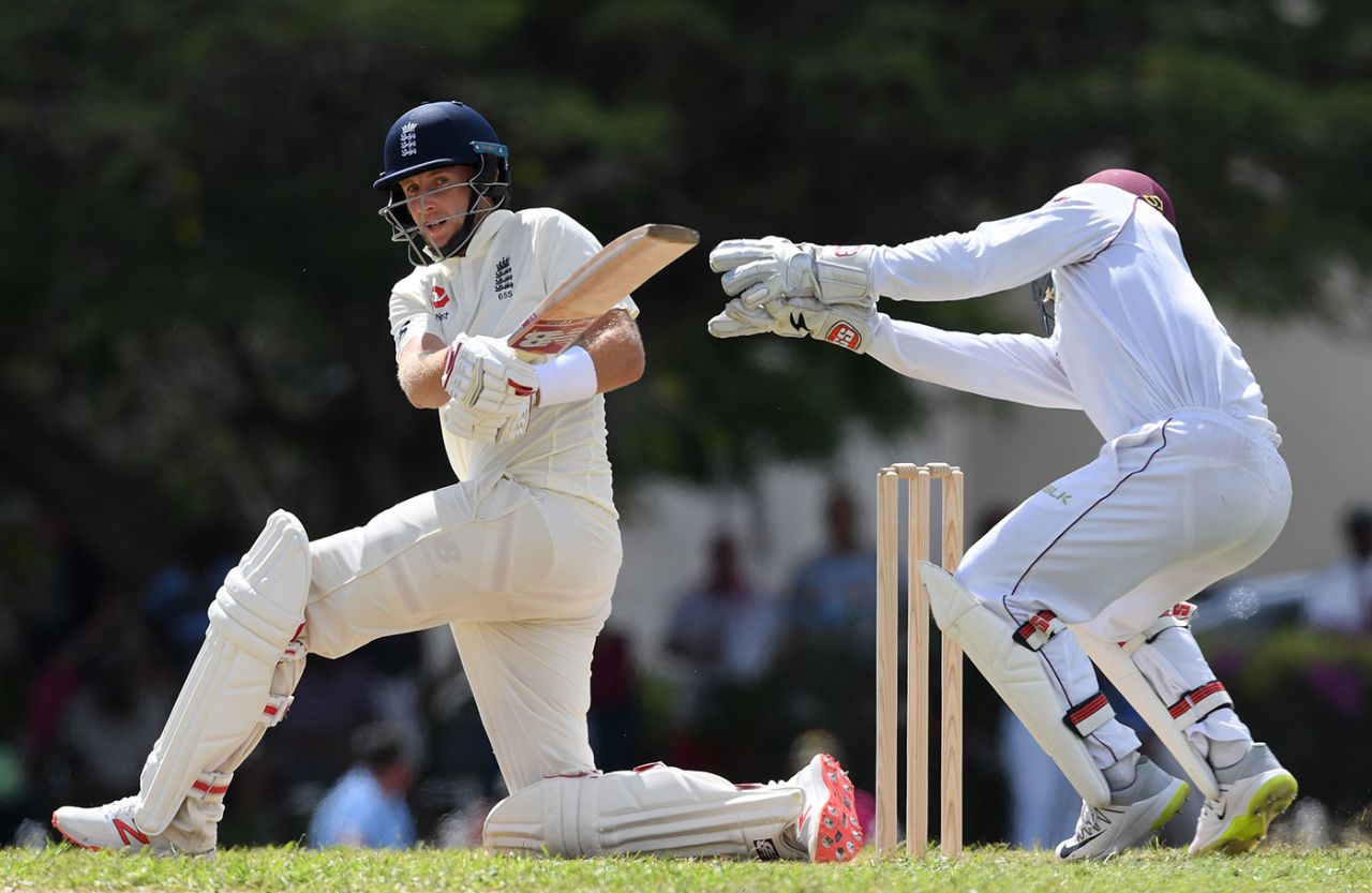 Joe Root pulls through the leg side, WI President's XI v England XI, tour match, 1st day, 3Ws Oval, January 15, 2019