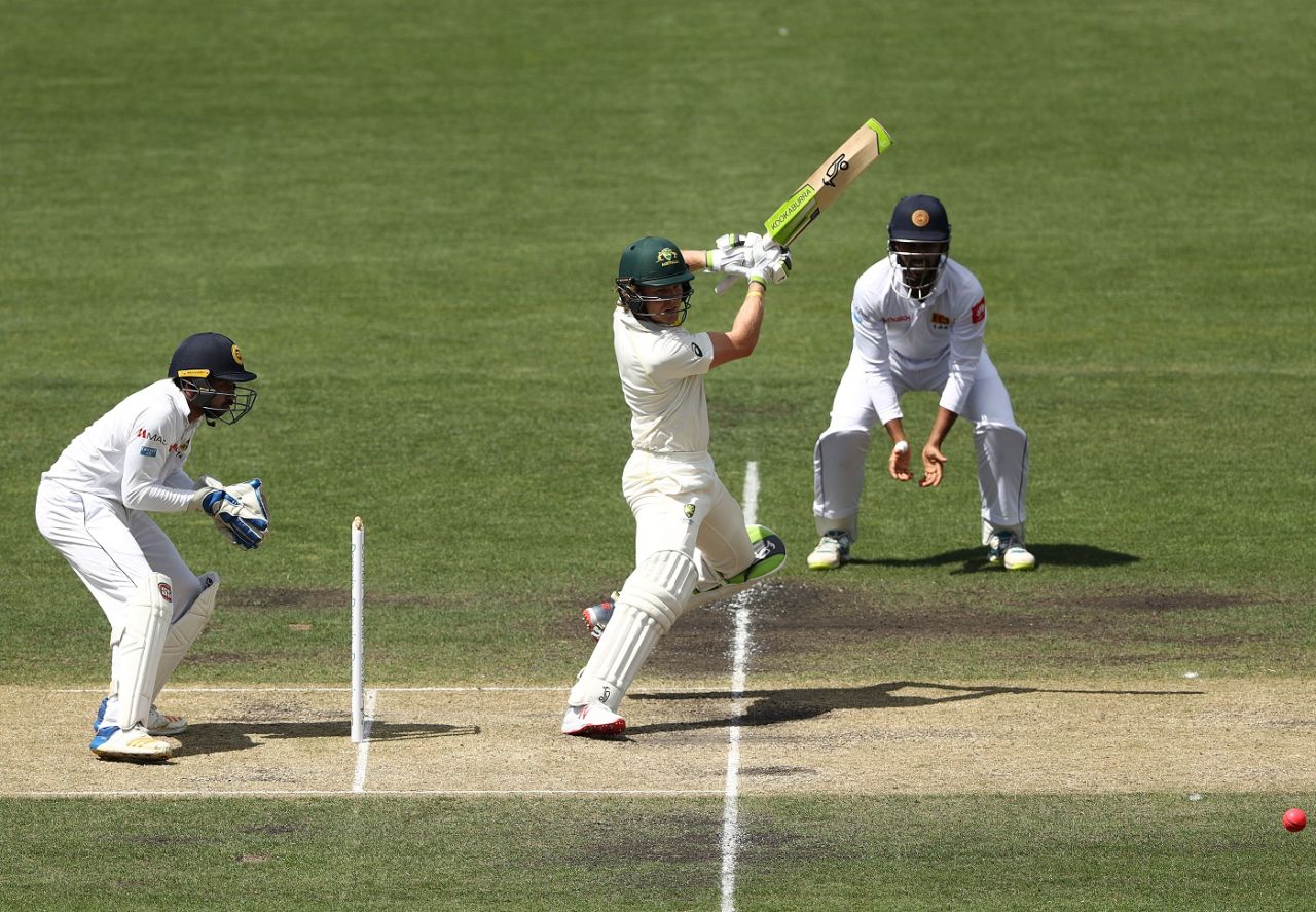 Will Pucovski plays the cut shot, Cricket Australia XI v Sri Lankans, Tour game, Hobart, 3rd day, January 19, 2019