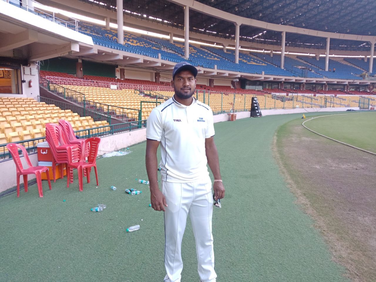 Tanveer ul-Haq at the M Chinnaswamy Stadium, Rajasthan v Karnataka, Ranji Trophy 2018-19, January 16, 2019 