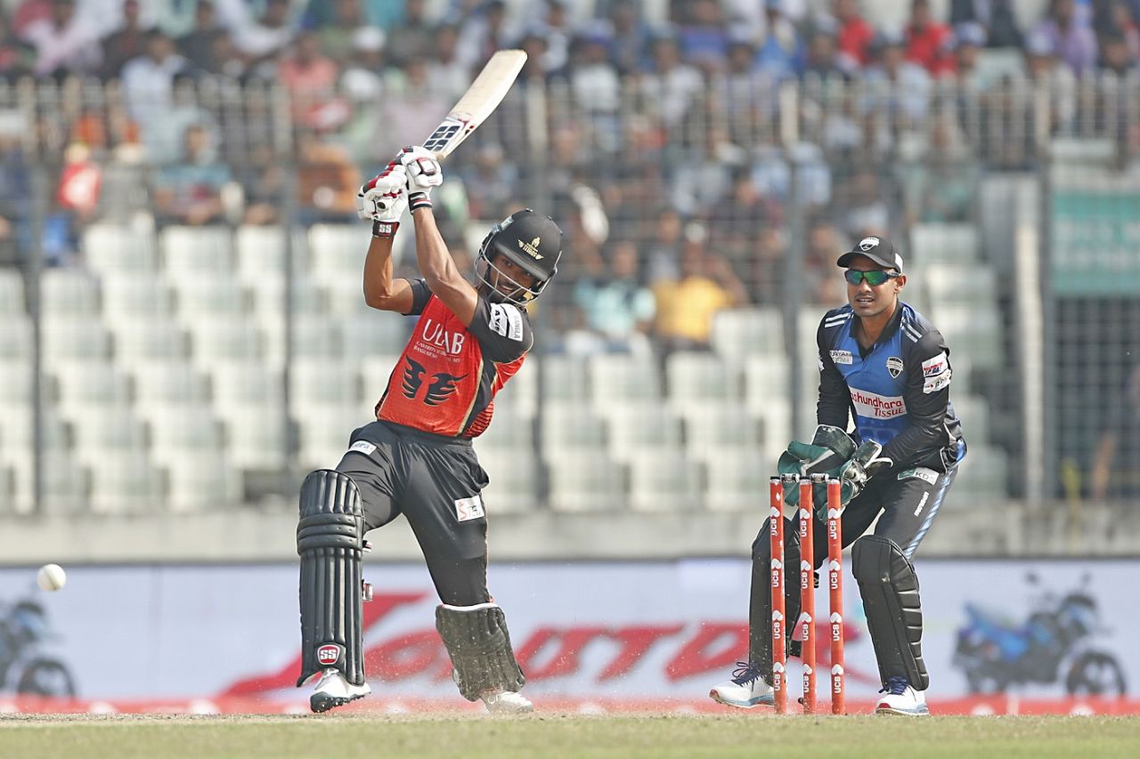 Najmul Hossain Shanto top-scored for Khulna with 48, Khulna Titans v Rangpur Riders, Bangladesh Premier League 2018-19, Dhaka, January 22, 2019