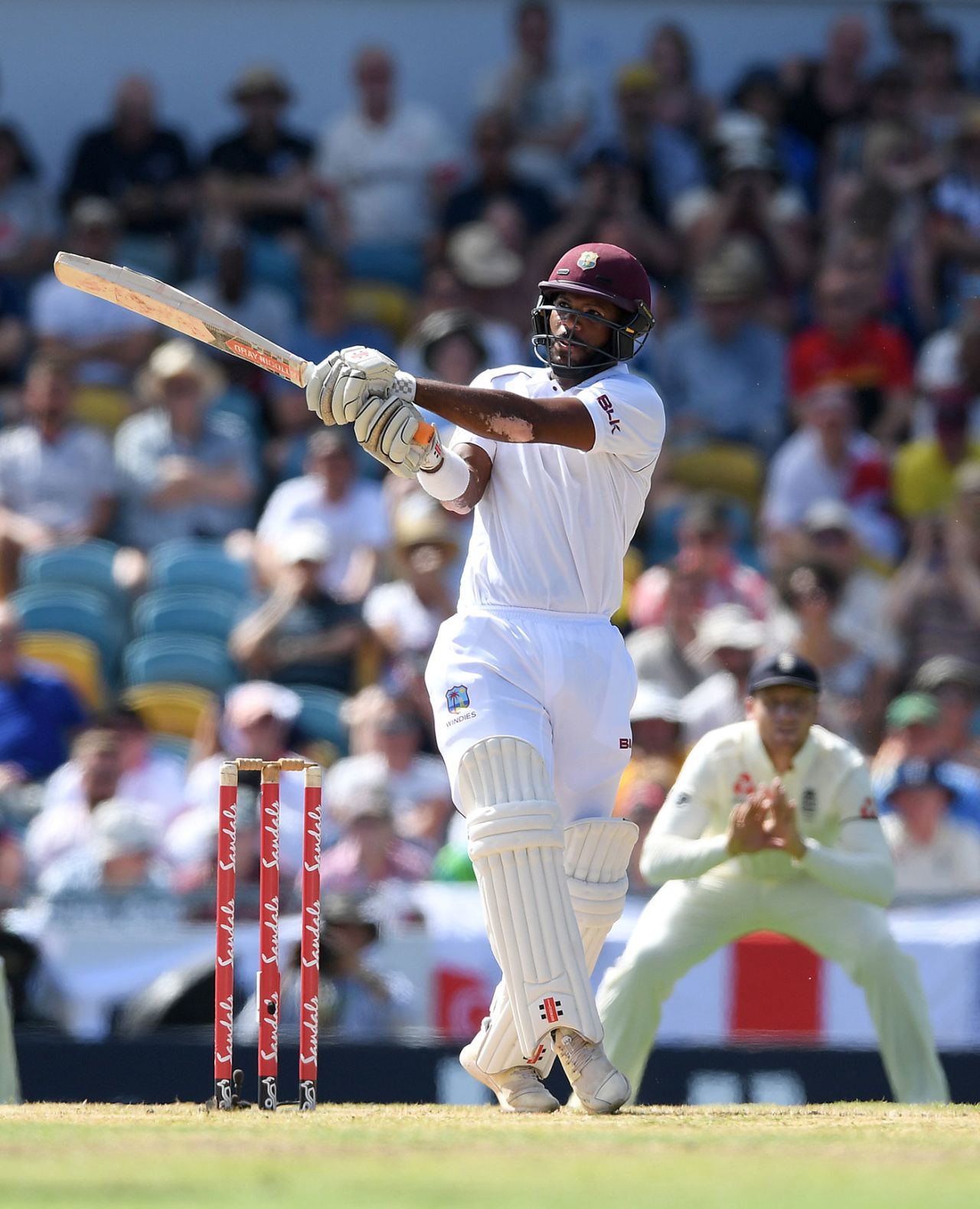 John Campbell pulls through the leg side, West Indies v England, 1st Test, Barbados, 1st day, January 23,  2019