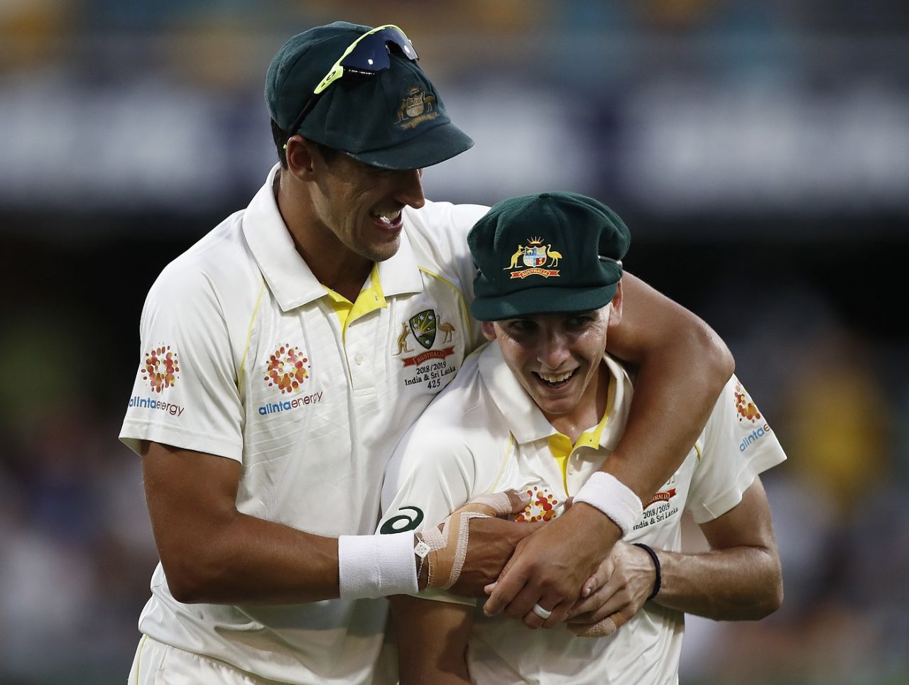 Mitchell Starc and Jhye Richardson have a laugh, Australia v Sri Lanka, 1st Test, Brisbane, 1st day, January 24, 2019