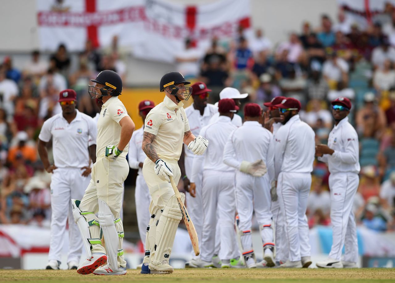 Ben Stokes of England is out lbw to West Indies Kemar Roach, West Indies v England, 1st Test, Barbados, 2nd day, January 24, 2019