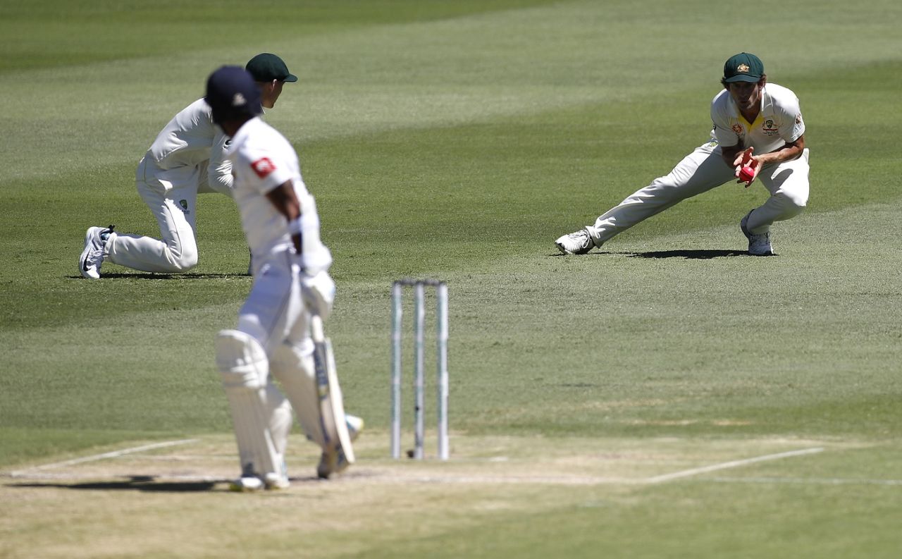 Roshen Silva caught at slip by Joe Burns, Australia v Sri Lanka, 1st Test, Brisbane, 3rd day, January 26, 2019